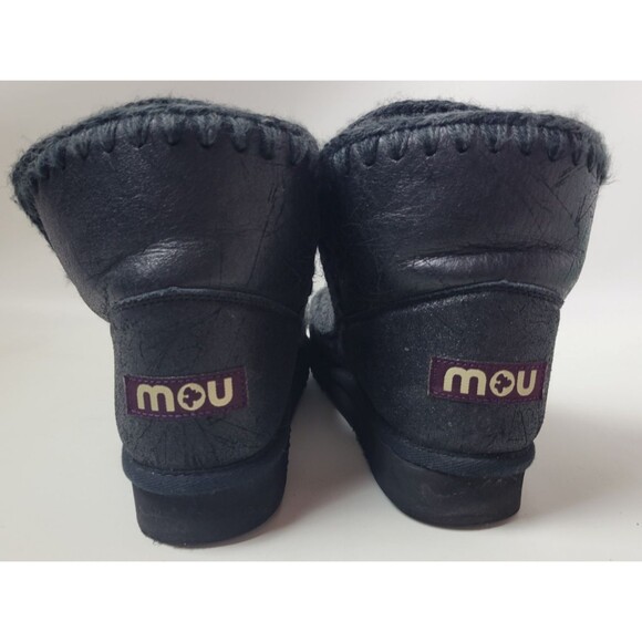 Mou Mens Black Sheepskin Ankle Eskimo Boots Sz 42 / US 9 ? - Picture 7 of 14